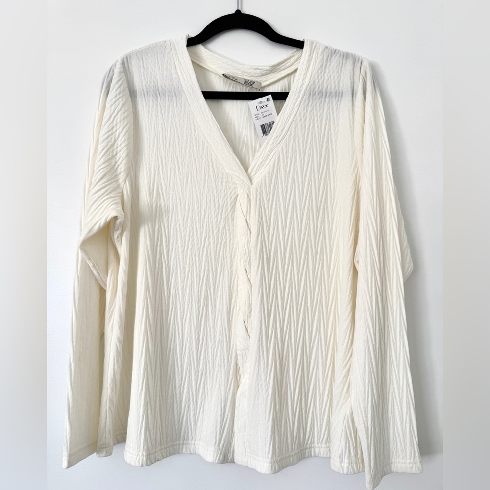 Dex Textured Long Sleeve Cream Blouse, Size 2X - NWT